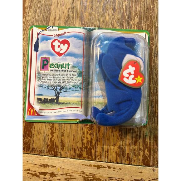 Rare 1995 McDonald's Peanut the Royal Blue Elephant TY Beanie Baby - Picture 1 of 3